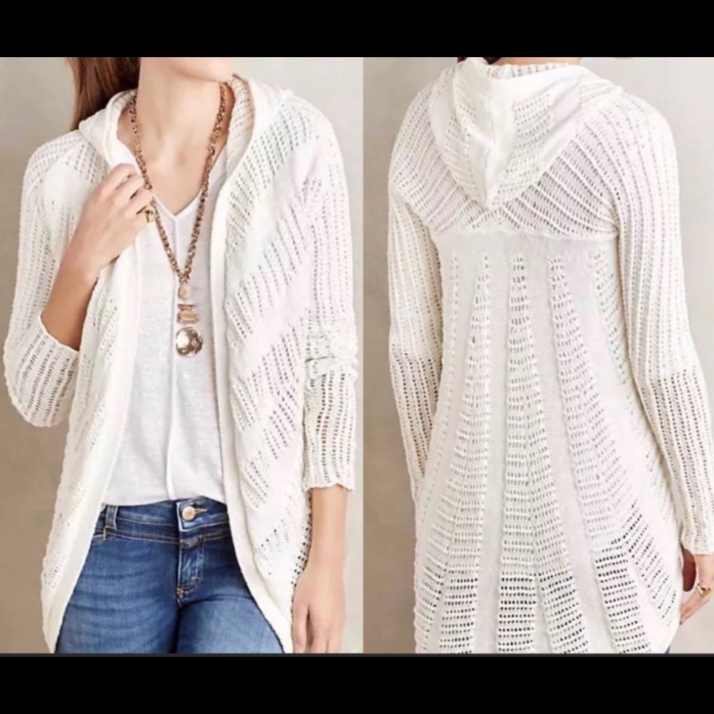Anthropologie Moth Hooded Open Cardigan